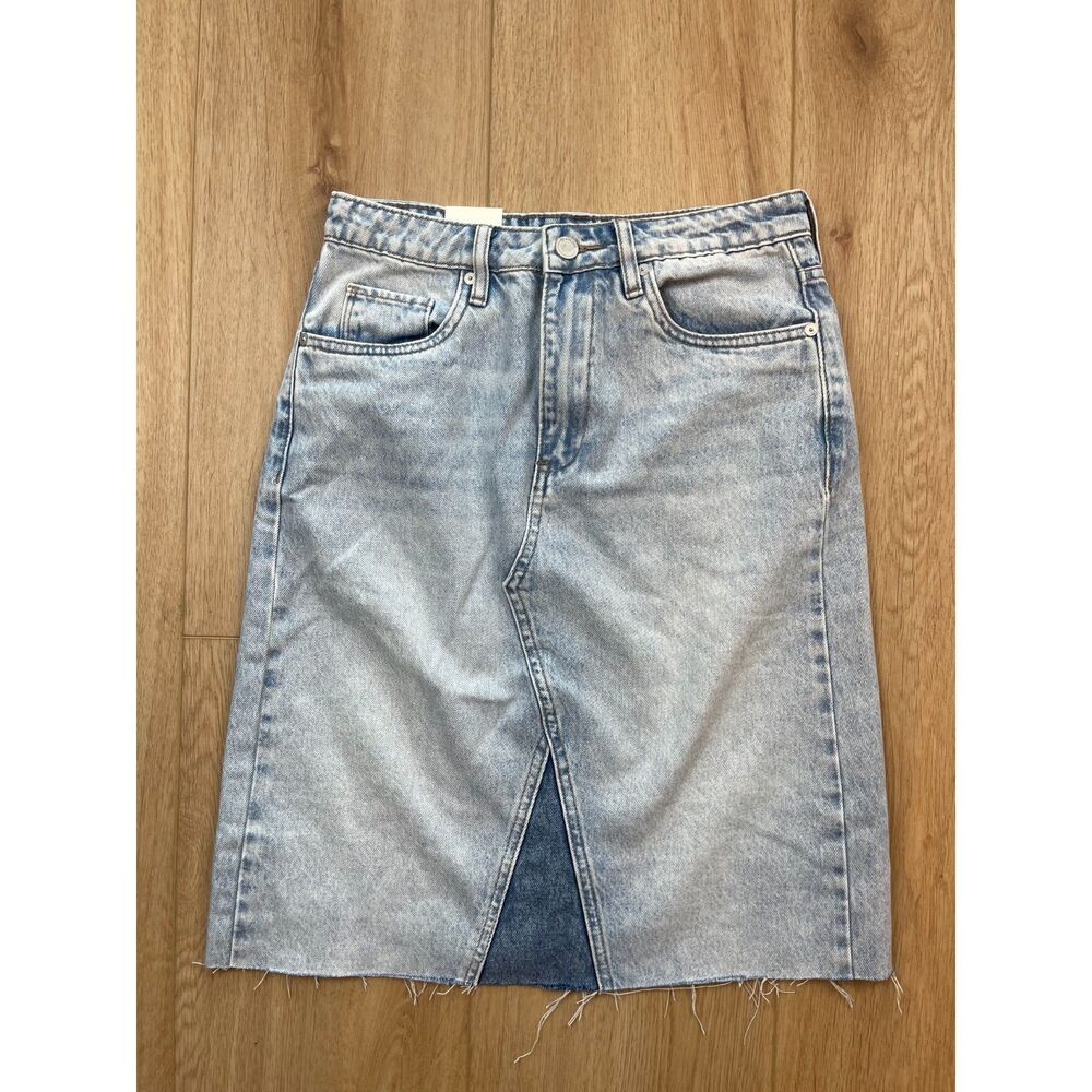 Blank NYC Two-Tone Chevron Panel Denim Skirt, Size 25
